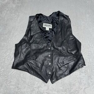 Amilano Collection Faux Leather Vest Adult Large Snap Front Bikercore Goth Grung